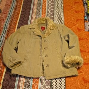 Vintage Corduroy Esprit Tan Faux Fur Jacket